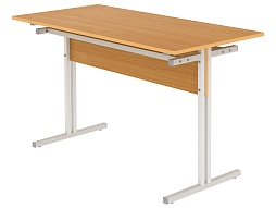 Стол для школьной столовой обеденный 4-местный для табуретов 5 г/р СТЛт4.5-С.Б (бук "Бавария", м/к серый, квадратная труба)