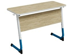 Стол 2-местный школьный 5-7 г/р "Альтер" регулируемый (дуб "Бардолино", м/к белый/синий)