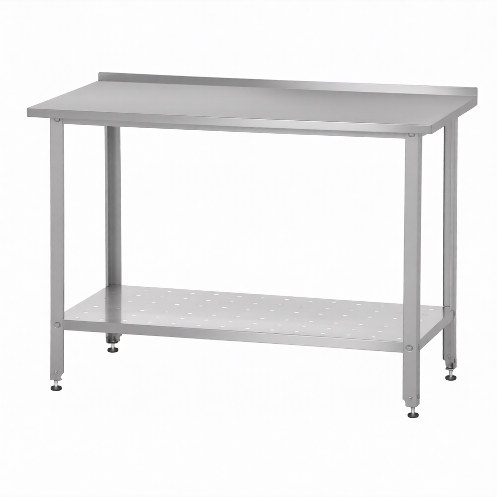 Стол производственный СПРб 860х800х600 «Base» с перфорированной полкой (с бортом)