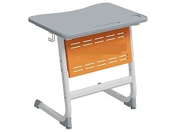 Стол 1-местный школьный 3-5 г/р "Логика" PL с перфорированным экраном (серый/оранжевый, м/к белый)