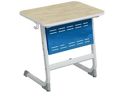 Стол 1-местный школьный 5-7 г/р "Логика" с перфорированным экраном (дуб "Бардолино"/синий, м/к белый)