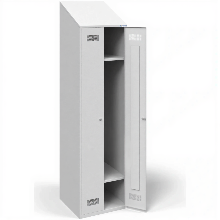 Шкаф для одежды металлический ШРВ-ДВ-500 двухстворчатый с наклонной крышей