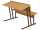 Парта-пюпитр для аудиторий 2-местная со скамьей 6 г/р (бук "Бавария", м/к коричневый, квадратная труба)