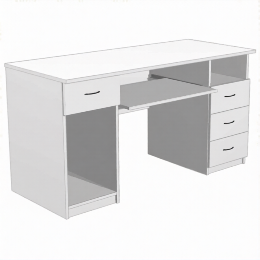 Стол для врача рабочий СКр.3.1 (ЛДСП белый)