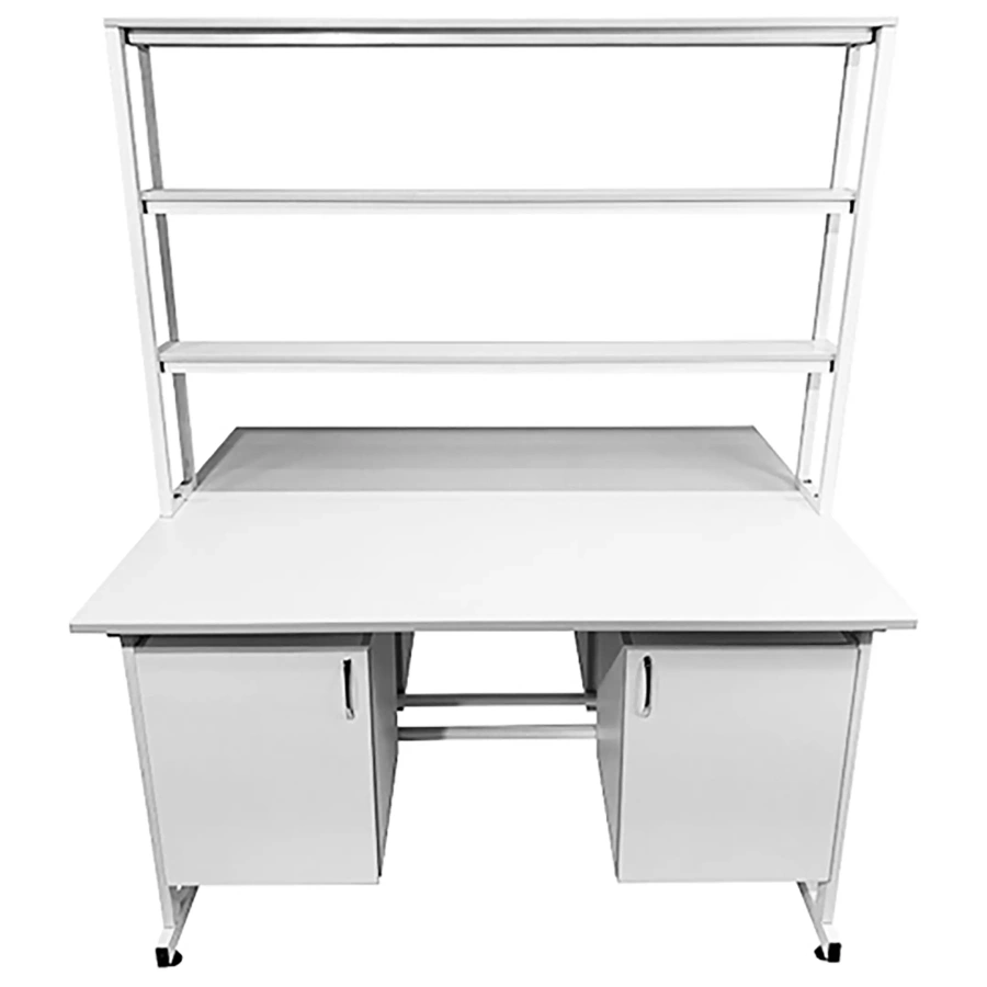 Стол лабораторный островной с надстройкой Сло 22.022 (белый)