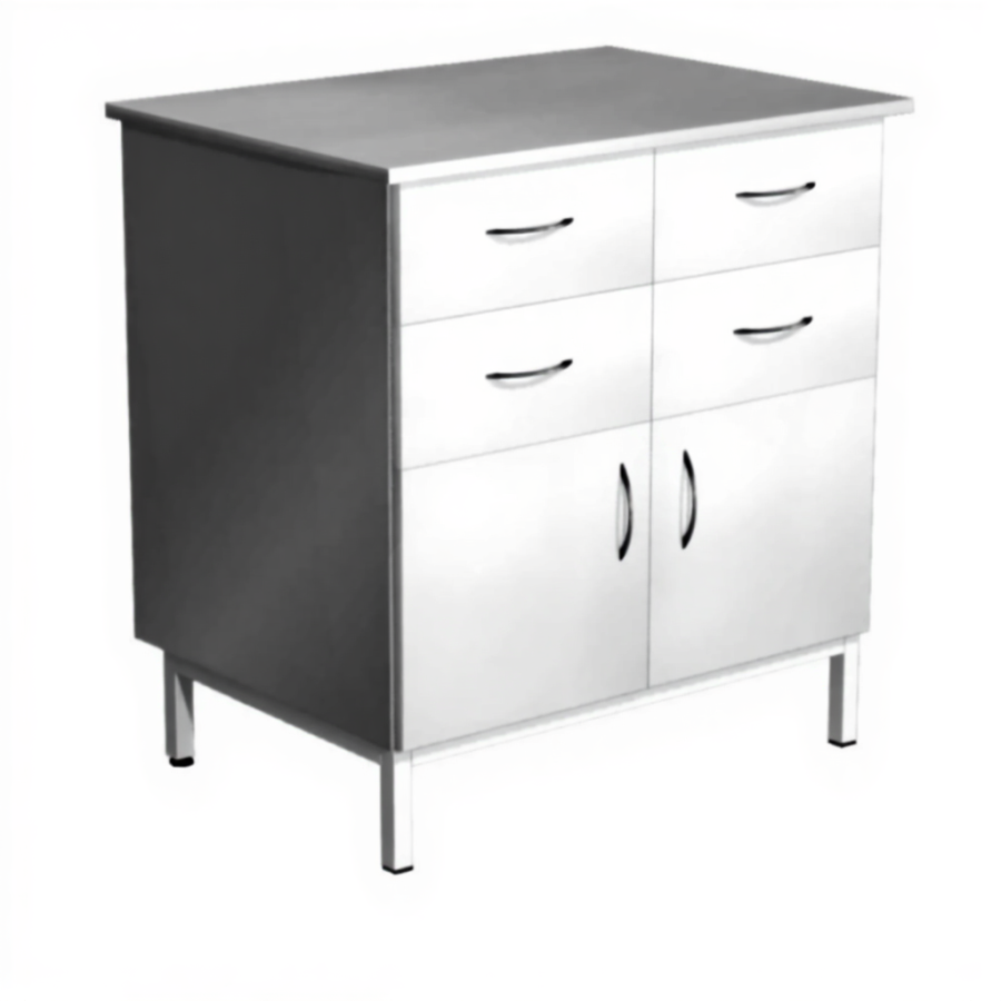 Тумба стационарная металлическая СЛМ-4.3 (столешница сталь, каркас белый)