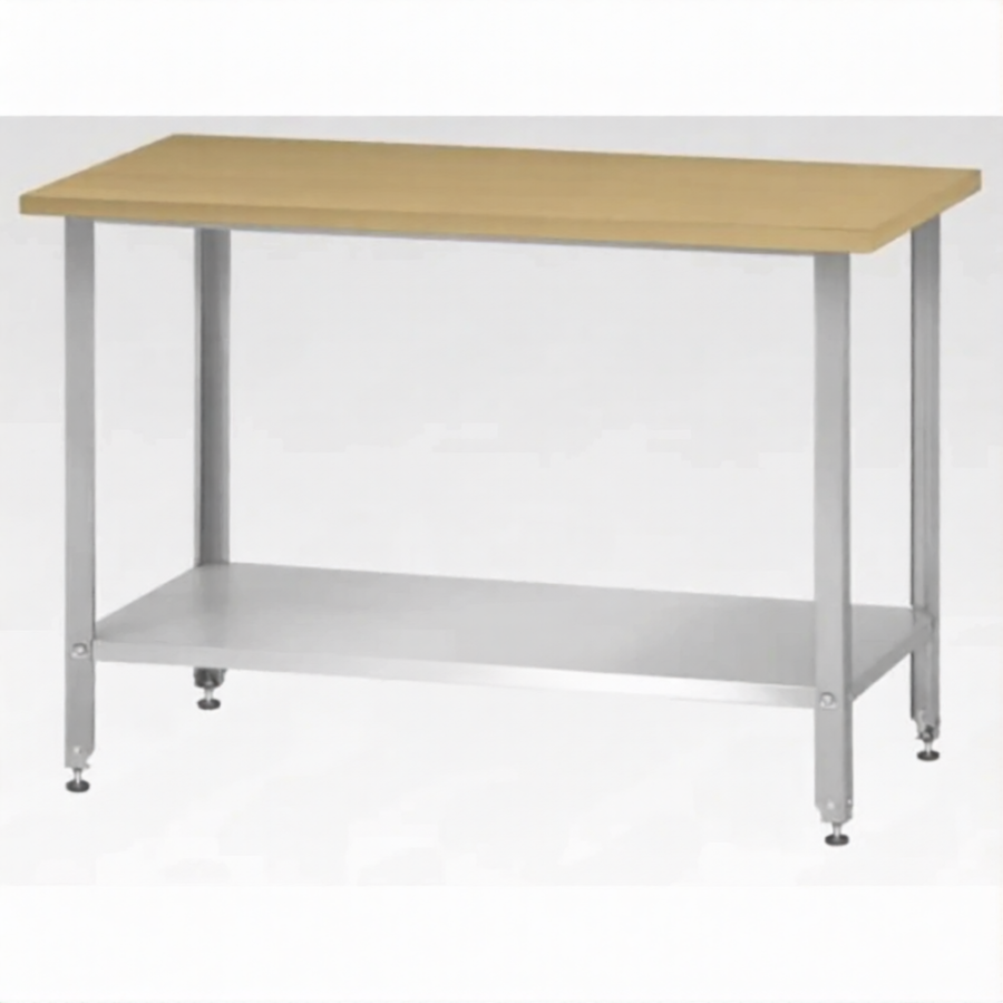 Стол кондитерский СПРн 860х1500х600 «Norma Ral» бук/40 (полка сплошная; ножка проф., тр. 40х40)