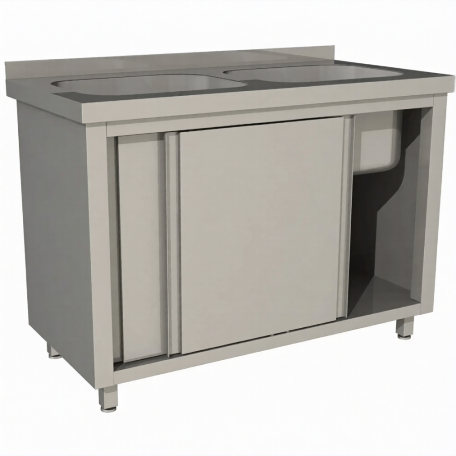 Стол производственный купе СПЗК2М-17/7-БП с моечной ванной