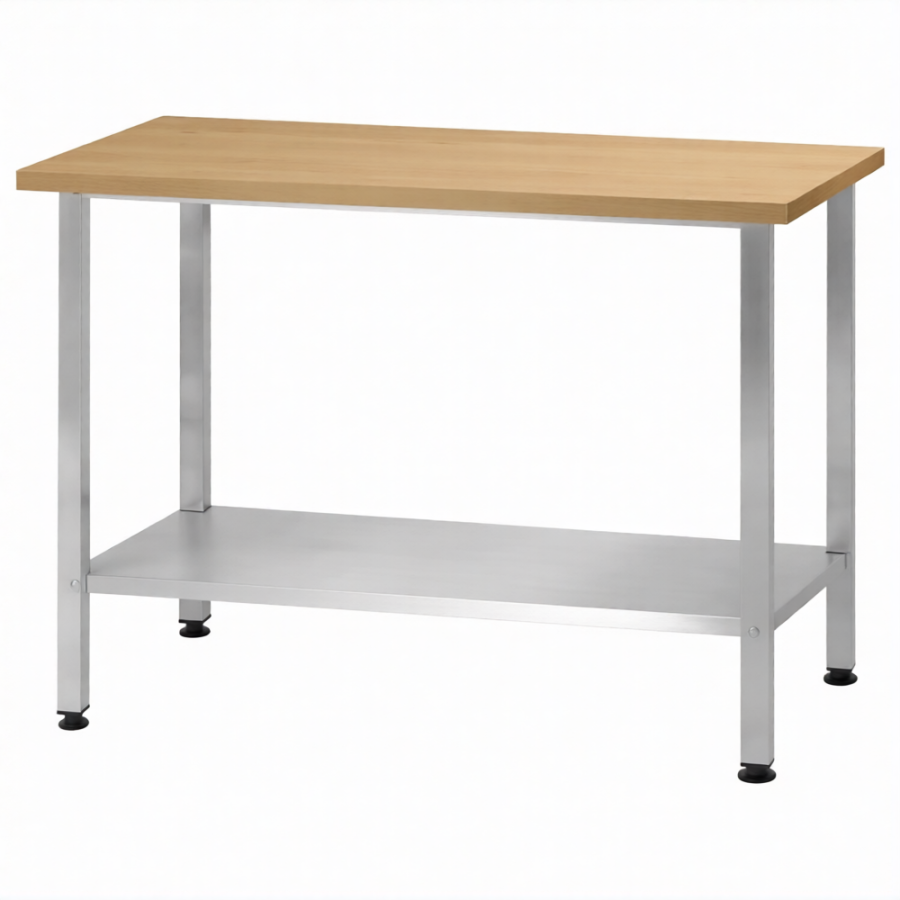 Стол кондитерский СПРн 860х1200х700 «Norma Inox» бук/40 (полка сплошная; ножка проф., тр. 40)